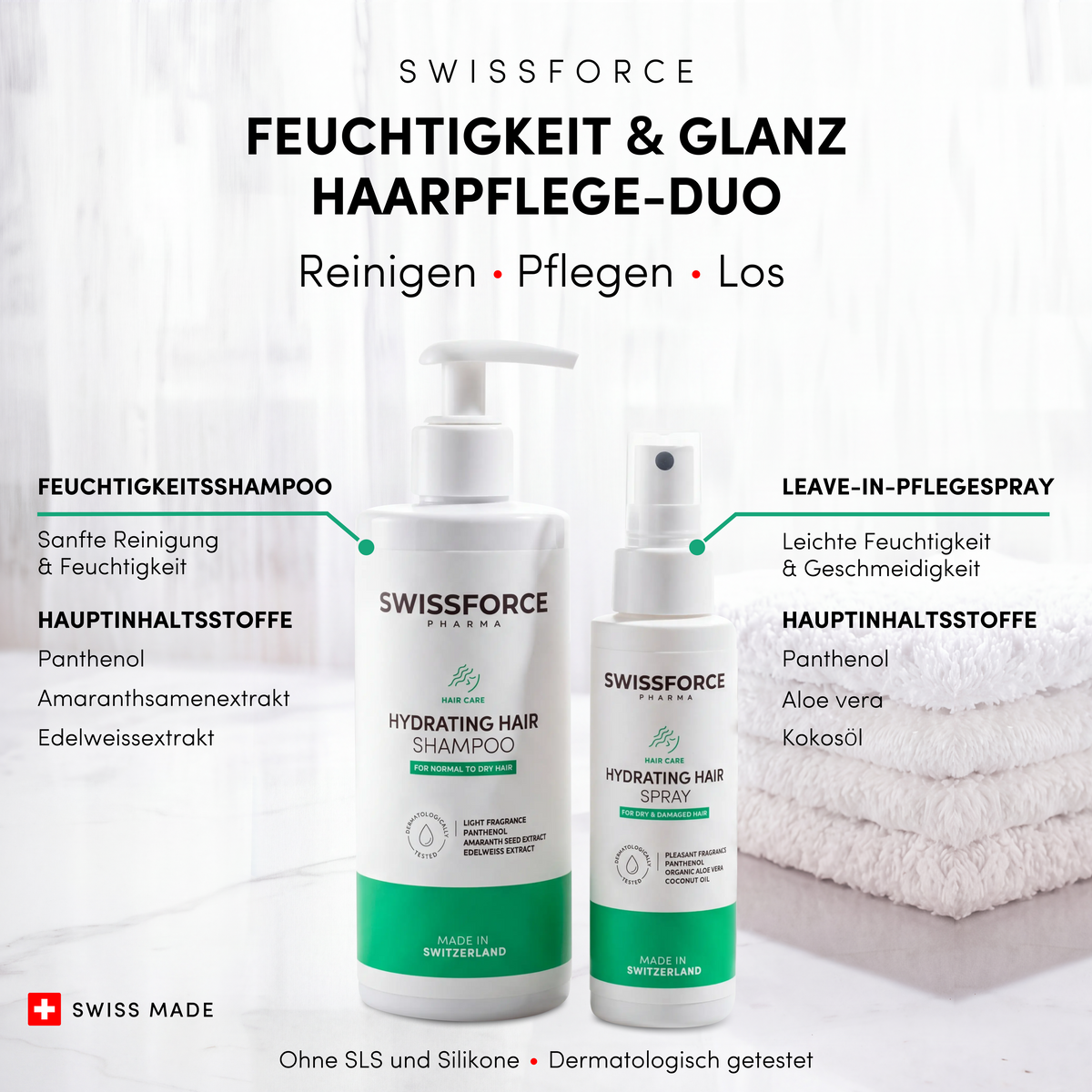 SWISSFORCE – duo för återfuktning och glans för håret
