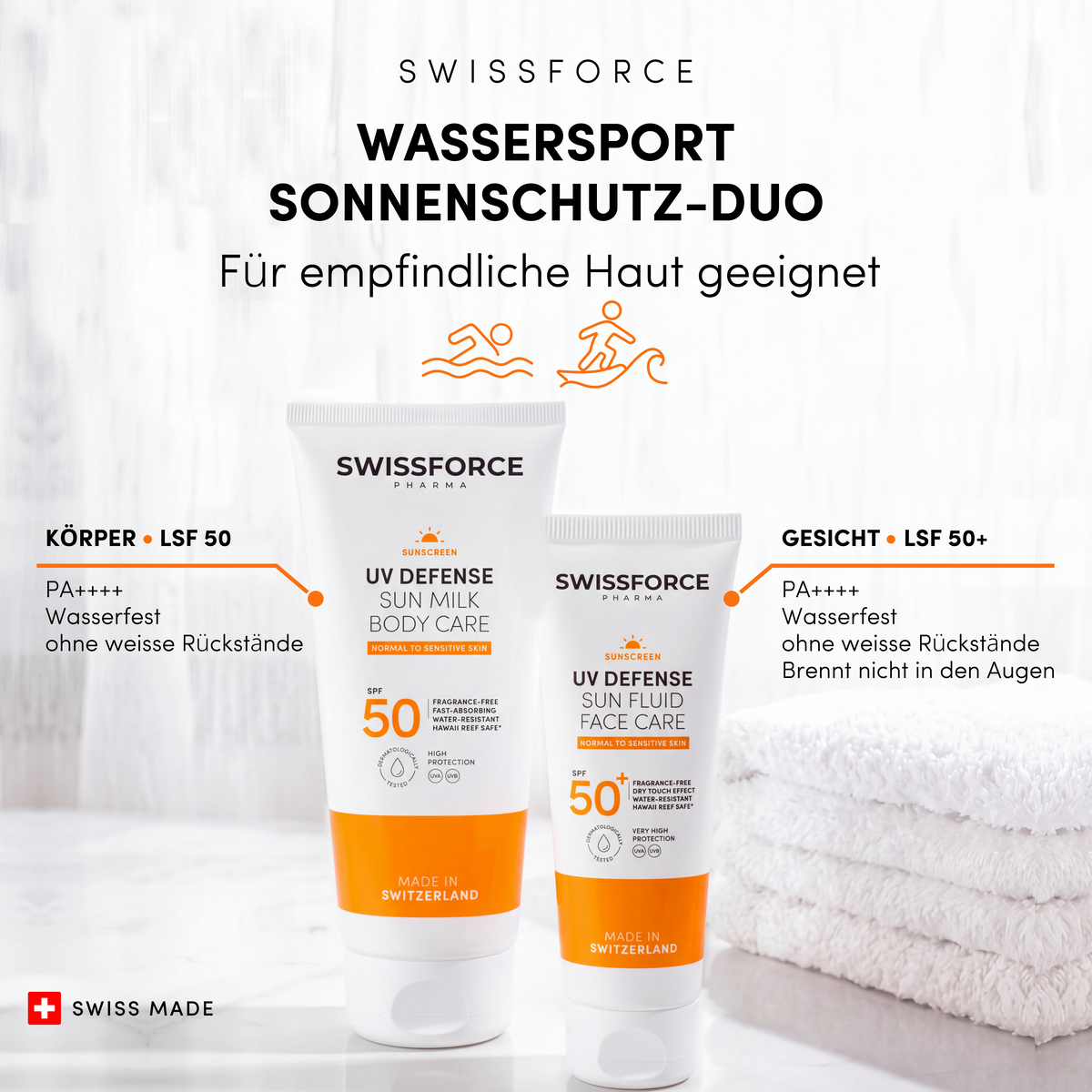 SWISSFORCE duo för solskydd vid vattensport