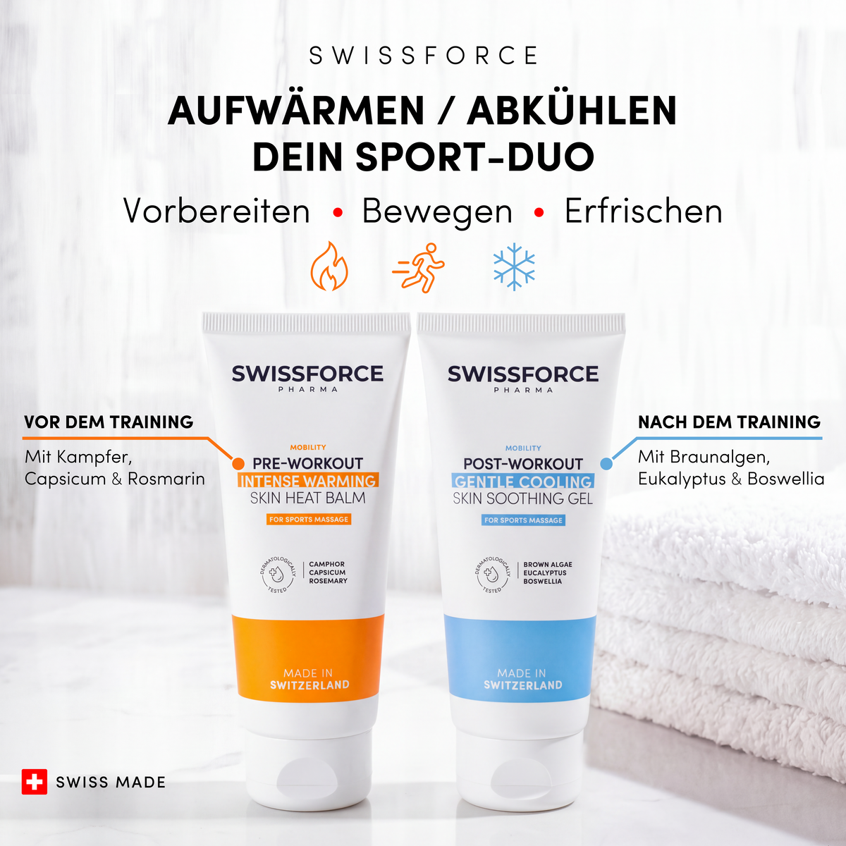 SWISSFORCE sportduo för uppvärmning och nedvarvning