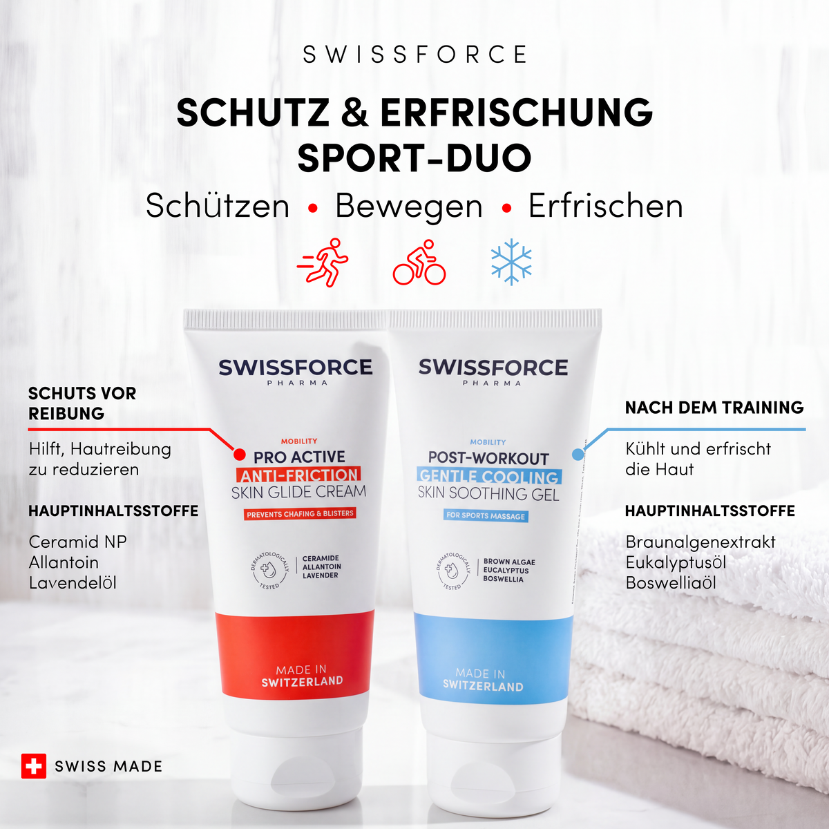 SWISSFORCE sportduo för glid och uppfräschning