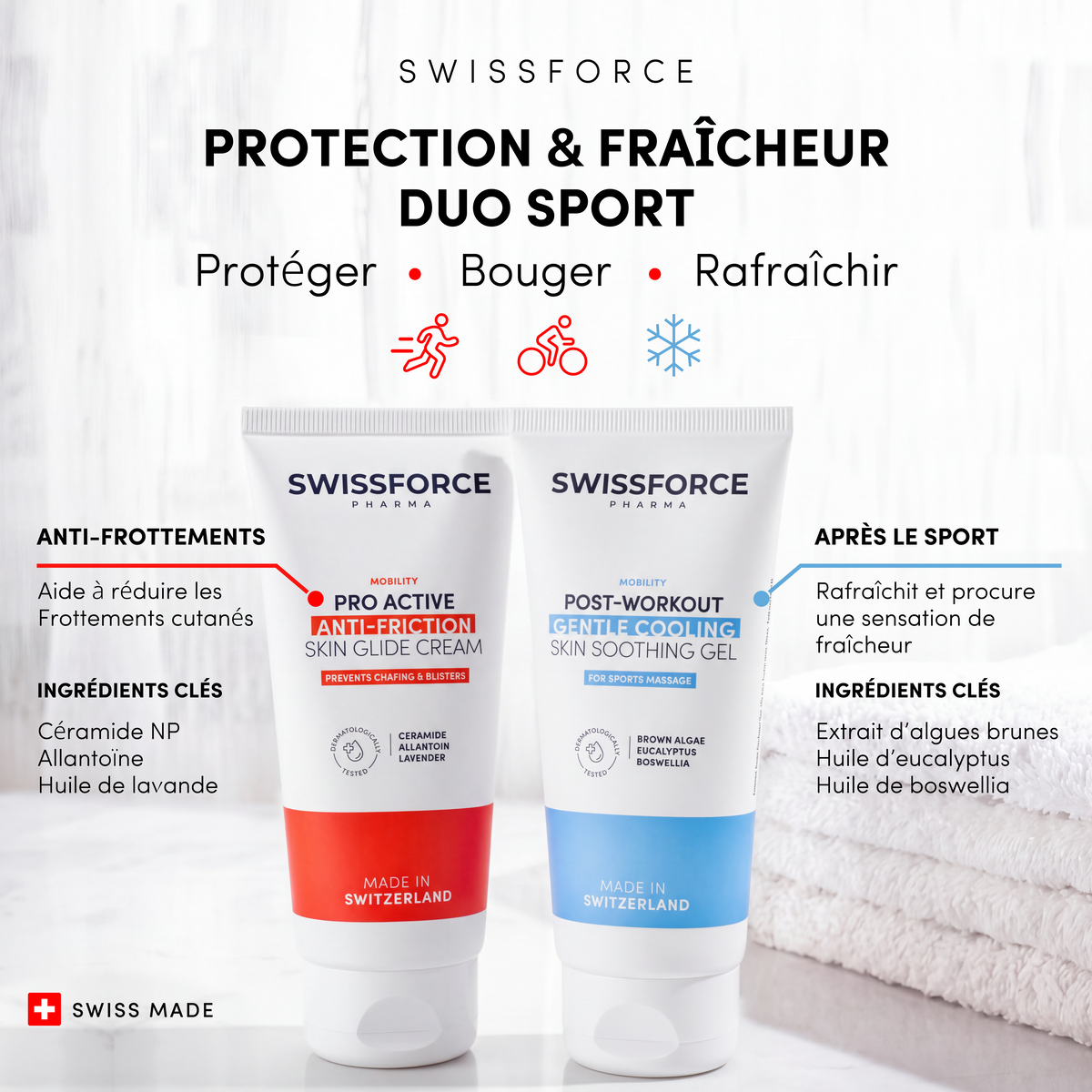 SWISSFORCE sportduo för glid och uppfräschning