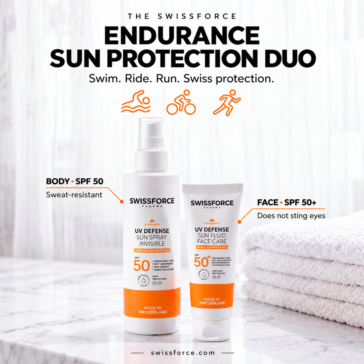 The SWISSFORCE Endurance Sun Protection Set — Face & Body