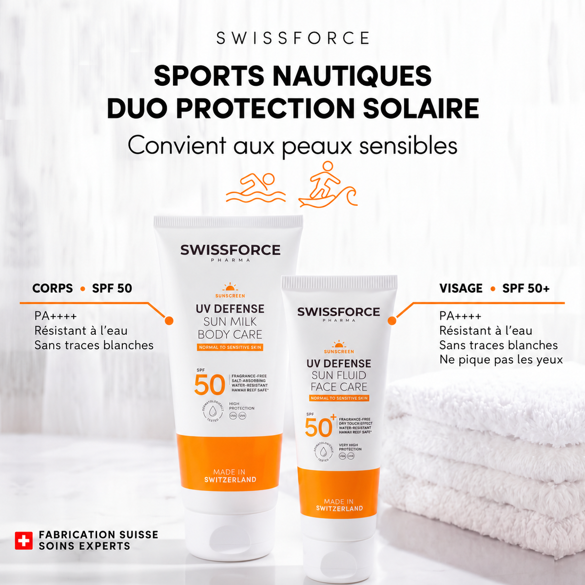 Le duo de protection solaire pour sports nautiques SWISSFORCE